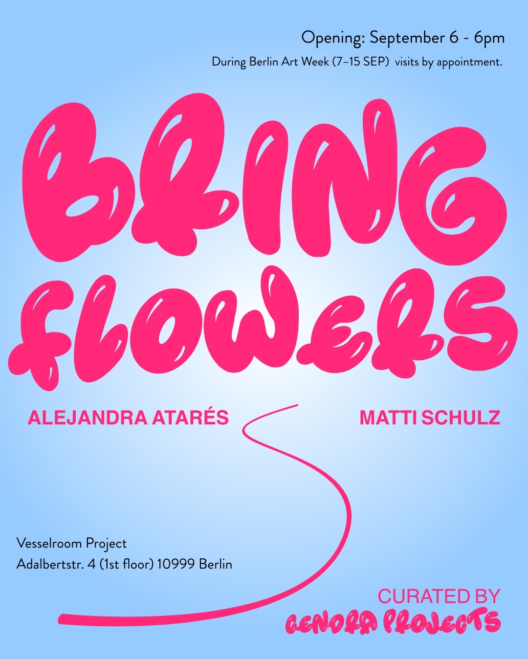 Flyer of the Bring Flowers exhibition